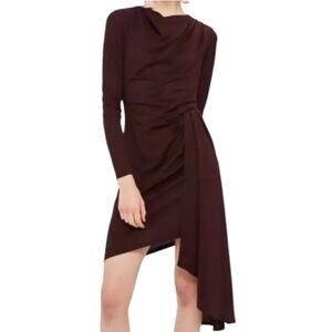 TOPSHOP Womens Dressy Party Fitted Drapey Burgundy Mini Sheath Dress Size 6